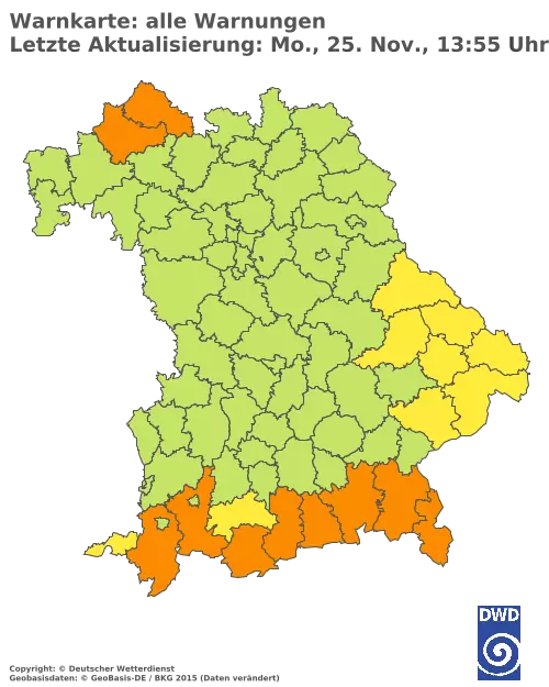 Aktuelle Wetterwarnungen für  Augsburg