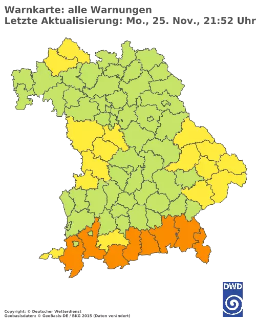 Aktuelle Wetterwarnungen für  Augsburg