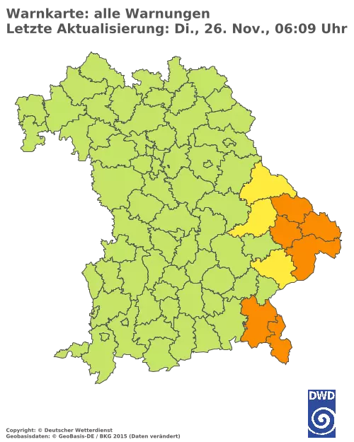 Aktuelle Wetterwarnungen für  Augsburg