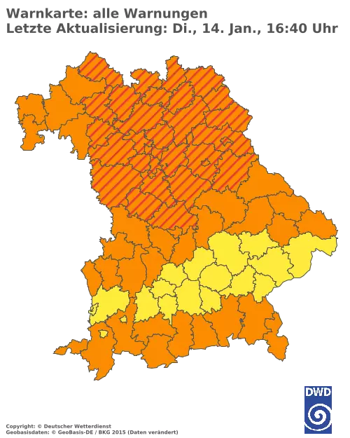 Aktuelle Wetterwarnungen für  Augsburg