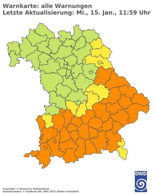 Aktuelle Wetterwarnungen für  Augsburg