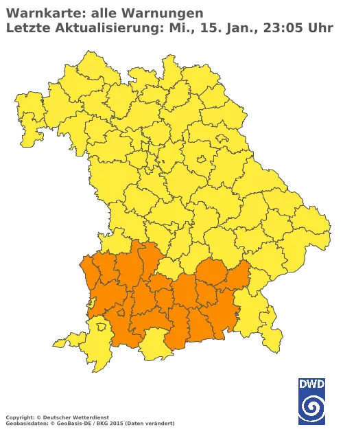 Aktuelle Wetterwarnungen für  Augsburg